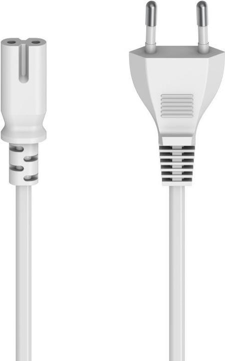Hama Netzkabel mit Eurostecker, 2-Pin-Stecker, Doppelnut/C7, 5 m, Weiss (5 m)