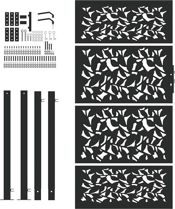Produktbild VidaXL Gartentor Schwarz 105x180 cm Stahl Blatt-Design Zauntor Outdoor Tor