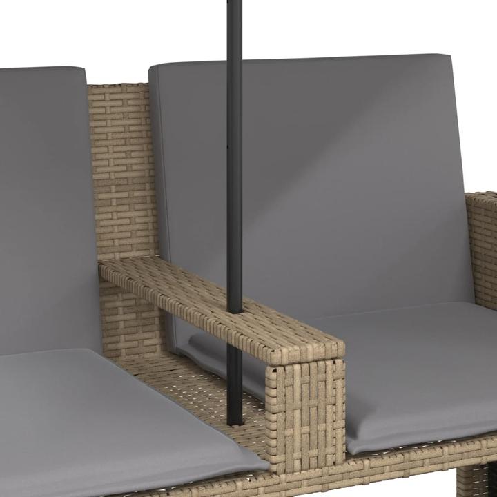 Actual product image VidaXL Garden sofa 2-seater parasol and stool poly rattan