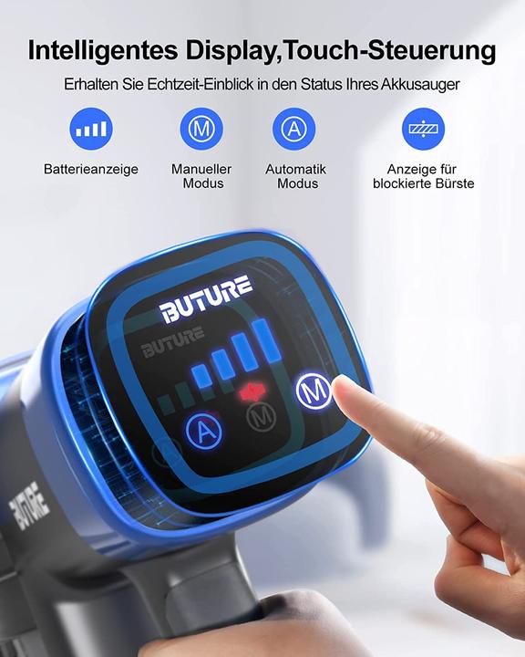 Produktbild BuTure Akku Staubsauger 400W Blau und Grau