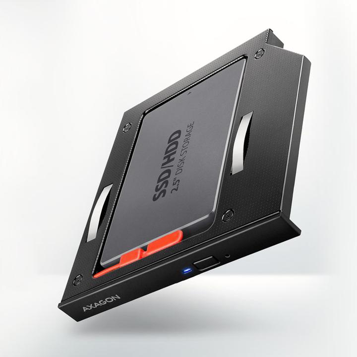 Produktbild Axagon RSS-CD12 2,5 Zoll SSD/HDD Adapter für optisches Laufwerk, 12,7 mm, LED