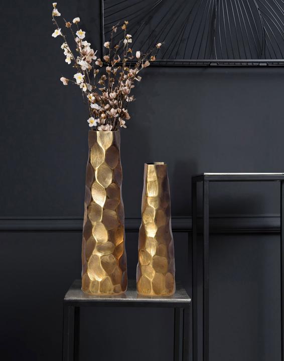 Actual product image FineBuy Vase 2er Set Blumenvase Aluminium Tischvase Hammerschlag Dekovase Modern (2 x)