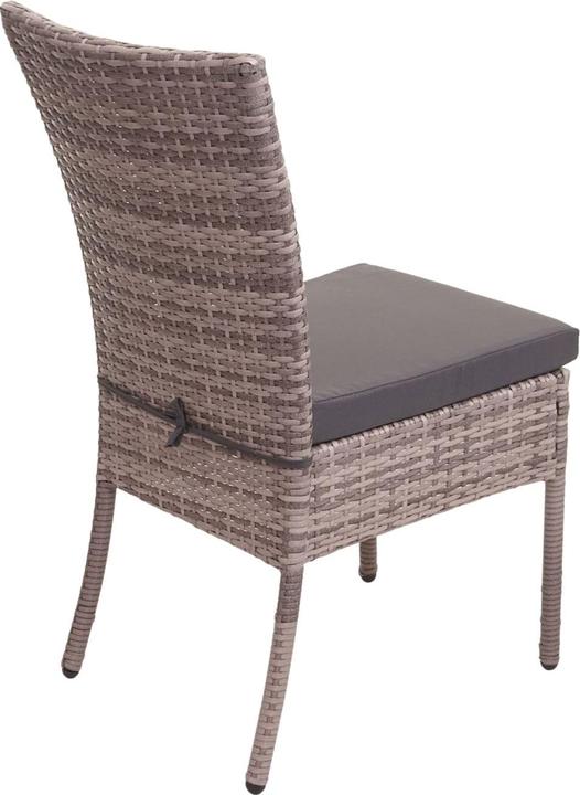 Image du produit Swisshandel24 2x Poly-Rattan chaise, chaise de balcon chaise de jardin, empilable - gris, coussin gris foncé