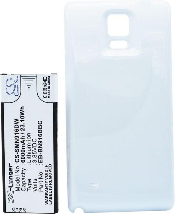 Image du produit CS Cameron Sino Batterie avec couvercle supplémentaire blanc Galaxy Note 4, EB-BN916BBC