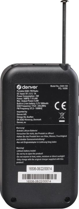 Immagine prodotto Denver DAH-126 (DAB, VHF, Radio frequenza (RF))