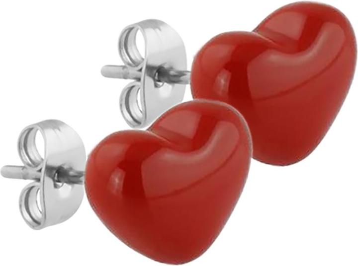 Produktbild Star Piercing Ohrstecker Fire Red Herz (ohne Messing, Chirurgenstahl 316L)