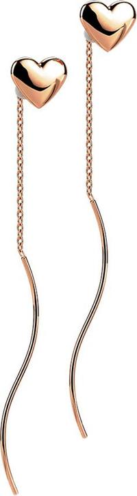 Produktbild Star Piercing Ohrstecker rosegold Herz freifallende Kette mit Welle (ohne Messing, Chirurgenstahl 316L)