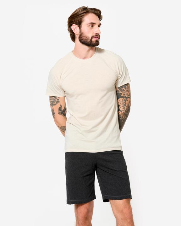 Image du produit Kimjaly T-shirt de yoga manches courtes doux homme, beige lin (S)