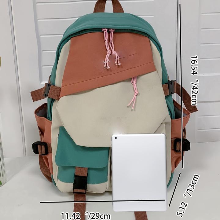 Only-Bags.Store Ästhetische Farbe Kontrast Travel Backpack, grosse Kapazität Klappe Schultasche, Stil Bookbag für