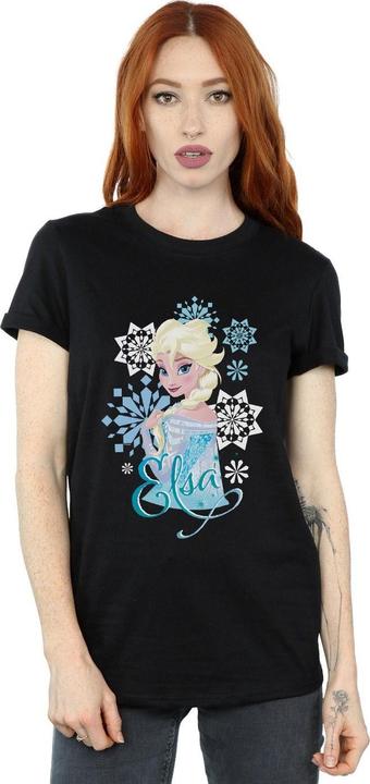 Actual product image Disney Womens/Ladies Frozen Elsa Snowflakes Cotton Boyfriend T-Shirt (3XL)
