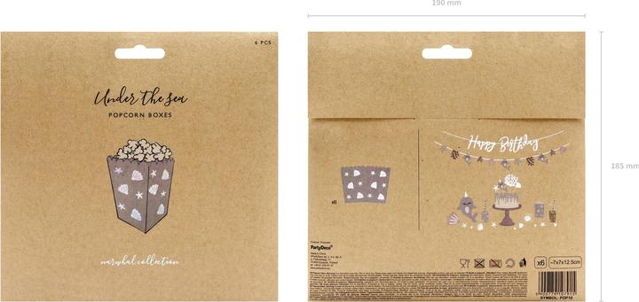 Actual product image Partydeco Popcorn box - shells (6 pieces) (6 x)