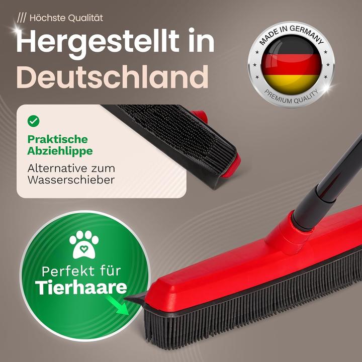 Produktbild Novaliv 4x Gummibesen mit Stiel zum Stecken Auto & Abzieher Friseurbesen Gummi Noppenbesen Hundehaar (1 Stk.)