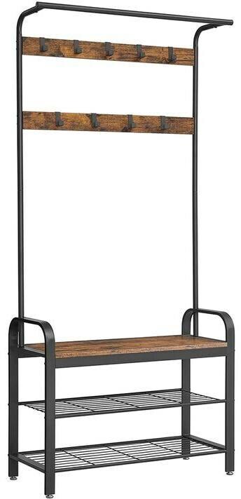 Vasagle Wandgarderobe 84 cm x 183 cm, Braun/Schwarz, Tiefe