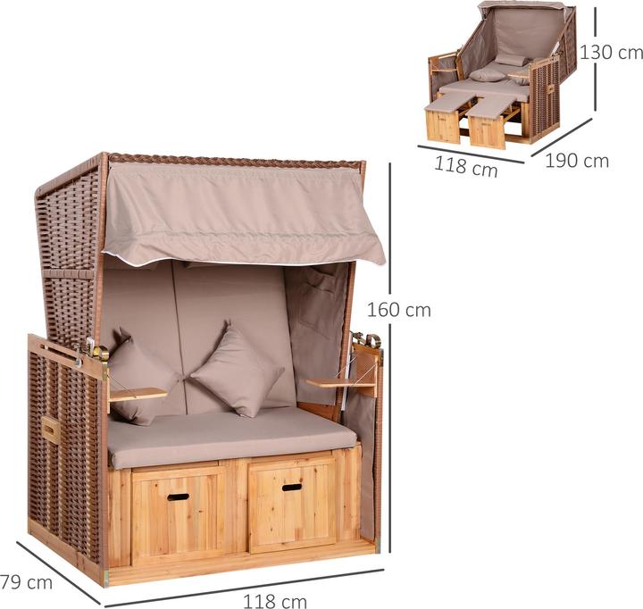 Actual product image Outsunny Beach chair with roof and cup holder