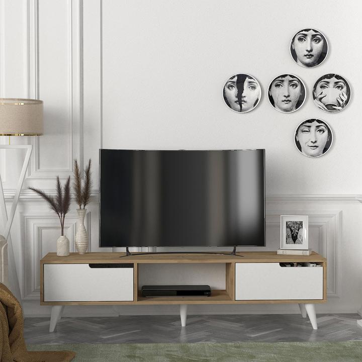 Produktbild En.Casa Fernsehschrank Kullila 160x35x40 cm Eicheoptik/Weiss (160 x 35 x 40 cm)