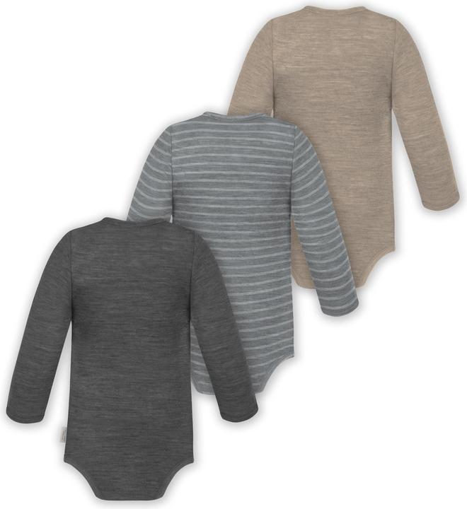 Actual product image Normani 3-pack baby merino long sleeve wrap bodysuit for boy and girl - 9355 (80)