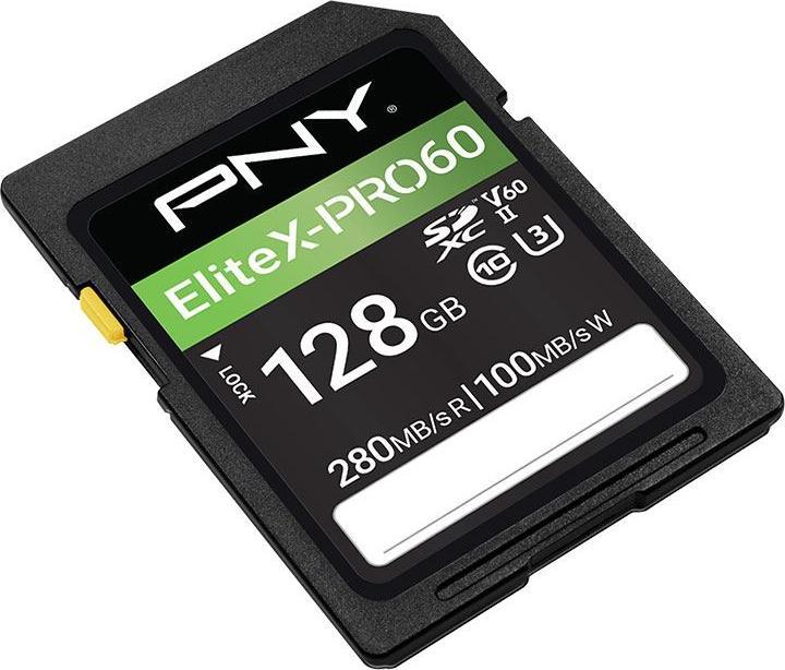 Actual product image PNY SD XC Card 128GB X-PRO 60 Class 10 UHS-II retail (128 GB, microSDXC, U3, UHS-II)