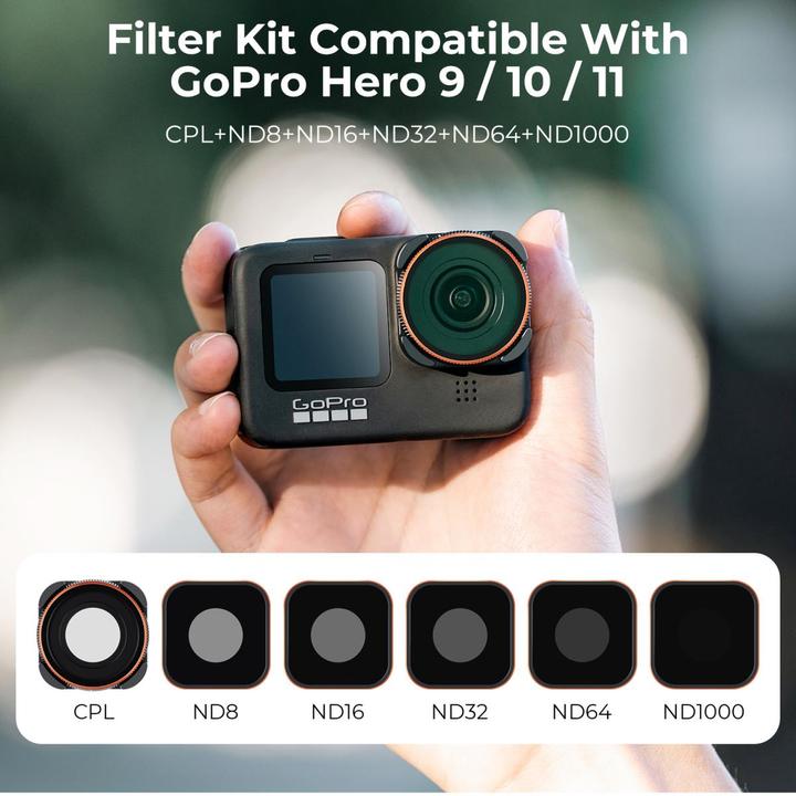 Image du produit K&F Concept Filtres CPL+ND (8/16/32/64/1000) Kit pour Hero 9 / Hero 10 (GoPro Hero 9, Hero 10)