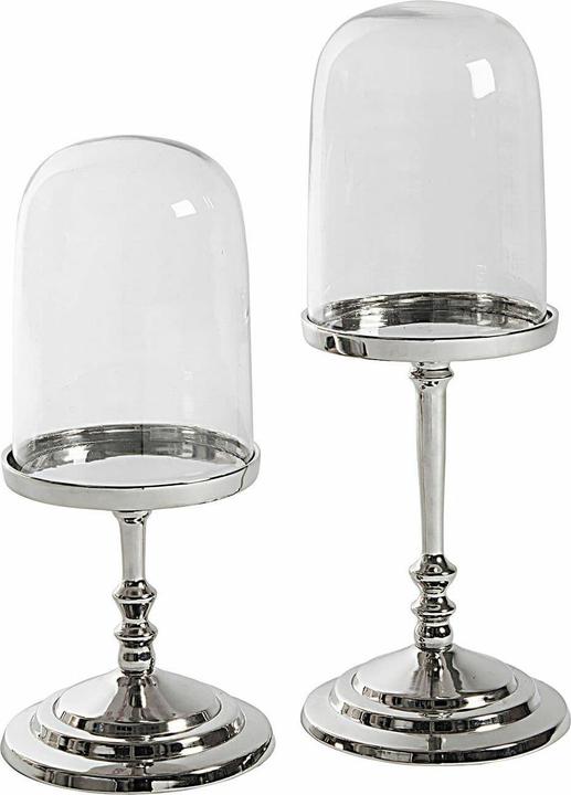 Produktbild Loberon Glasglocke 2er Set Kalvin silber (40 x 15 cm)