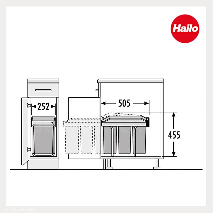 Actual product image Hailo Einbau-Mülleimer mit Mülltrennsystem (3x10 L) (30 l)