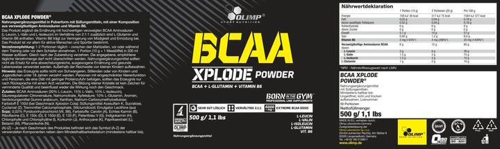 Nutritional values and ingredients Olimp Sport Nutrition Bcaa Xplode (Cola, 10 pcs., 500 g)