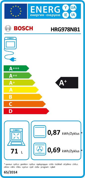 Label énergétique Bosch Hausgeräte HRG978NB1