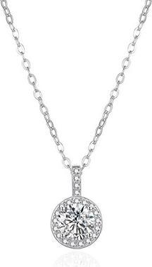 Agato - Silver necklace with clear zircons AGT-N014W (chain. pendant)