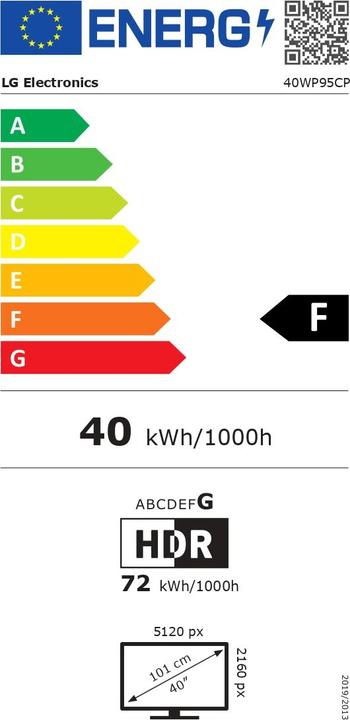 Etichetta energetica LG UltraWide 40WP95CP-W (5120 x 2160 pixel, 39.70")