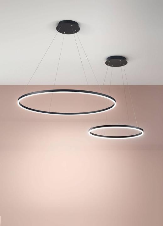 Fabas Luce LED pendant light Giotto Ø1000mm 60W warm white black dimmable (1000 lm)
