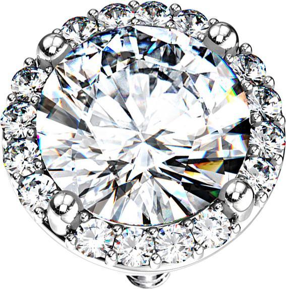 Produktbild Star Piercing Dermal Anchor silber doppel gepflastert Kristall gross silber (Chirurgenstahl 316L, Messing)