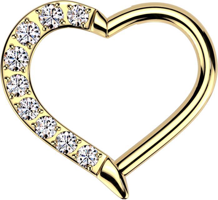 Actual product image Star Piercing Micro Segmentring klappbar silber Herz rechts Kristalle silber (without brass, Titanium G23)