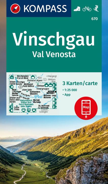 Produktbild Wanderkarten-Set 670 Vinschgau / Val Venosta (3 Karten) 1:25.000