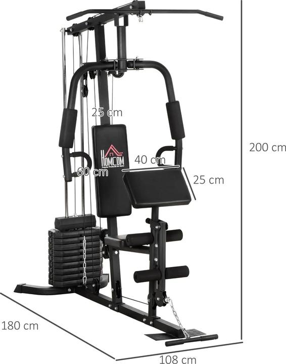 Image du produit Swisshandel24 Station de musculation avec bloc de poids de 45 kg 180x108x200cm acier noir