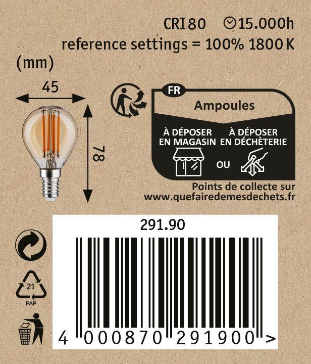 Nährwerte und Zutaten Paulmann 1879 Filament 3-Step-Dim Tropfen (E14, 4.90 W, 450 lm, 1 x, F)
