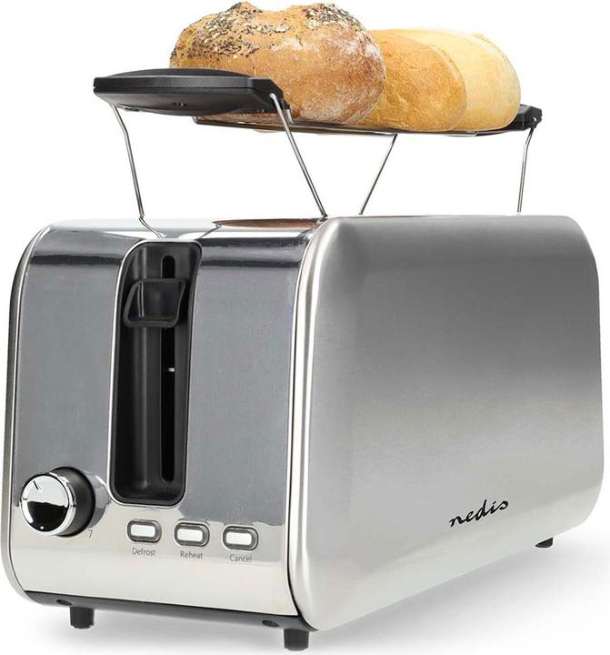 Produktbild Nedis Toaster | 2 Steckplätze | Bräunungsstufen: 7 | Auftaufunktion | Aluminium / Silber (EU-Stecker)