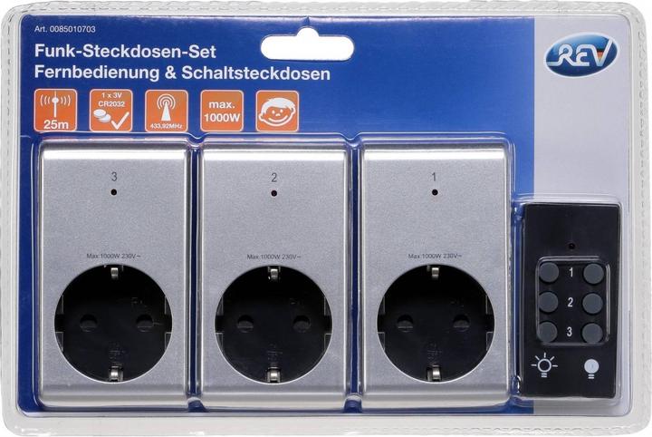 Produktbild REV Funk-Steckdosen-Set 3+1 2300W (3 x, CEE 7/3)