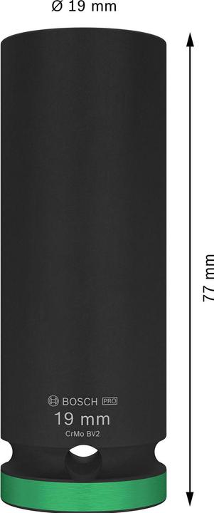 Actual product image Bosch Professional Zubehör PRO Impact socket, 1/2", 19 mm, deep (19 mm)
