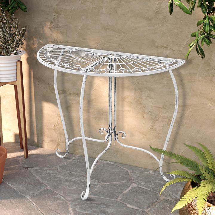 Produktbild Mojawo Wandtisch Beistelltisch Gartentisch Balkontisch halbrund klappbar weiss (80 cm)