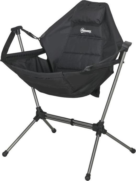Image du produit Swisshandel24 Fauteuil à bascule de camping, pliable, dossier réglable, cadre en aluminium, 54x100x101cm, noir