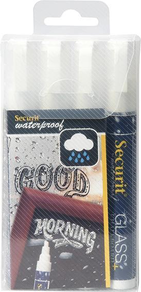 Actual product image Securit Chalk marker WATERPROOF MEDIUM, case of 4, whiteá (Multicoloured, 6 mm, 4 x)