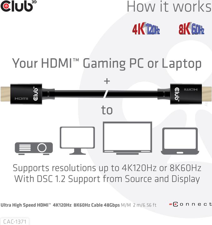 Image du produit Club 3D HDMI (Typ A) — HDMI (Typ A) (3 m, HDMI)