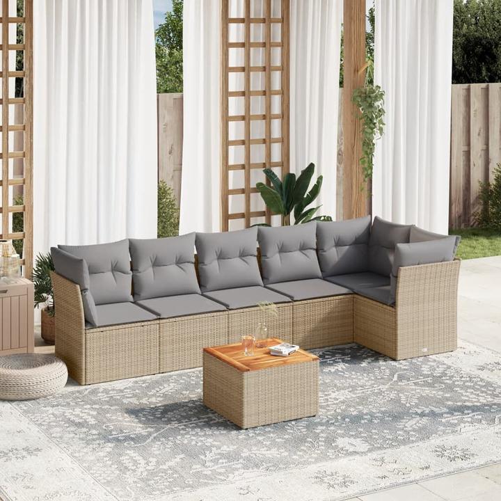 Image du produit VidaXL Meuble de jardin Canapé Salon de jardin Ensemble de jardin 7 pièces Beige
