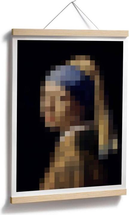 Produktbild Trenddeko Pixelart - Vermeer - Das Mädchen mit dem Perlenohrring (120 x 150 cm)