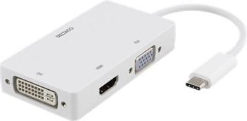 Productafbeelding Deltaco USBC-HDMI15 videokabeladapter USB Type-C DVI-D + VGA (D-Sub) + HDMI Wit (USB Type-C, DVI, HDMI, VGA)