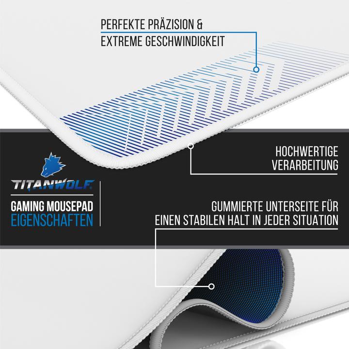 Actual product image Titanwolf Gaming mouse pad, XXXL speed gaming mouse mat, mouse pad extra large surface of 1800 x 800mm, white (XXL)