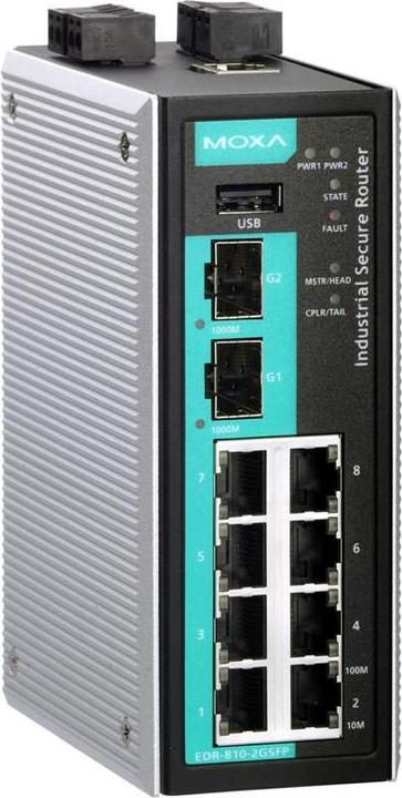 Produktbild Moxa Industrial Gigabit Router Swit (RJ45, RJ45 (8x))