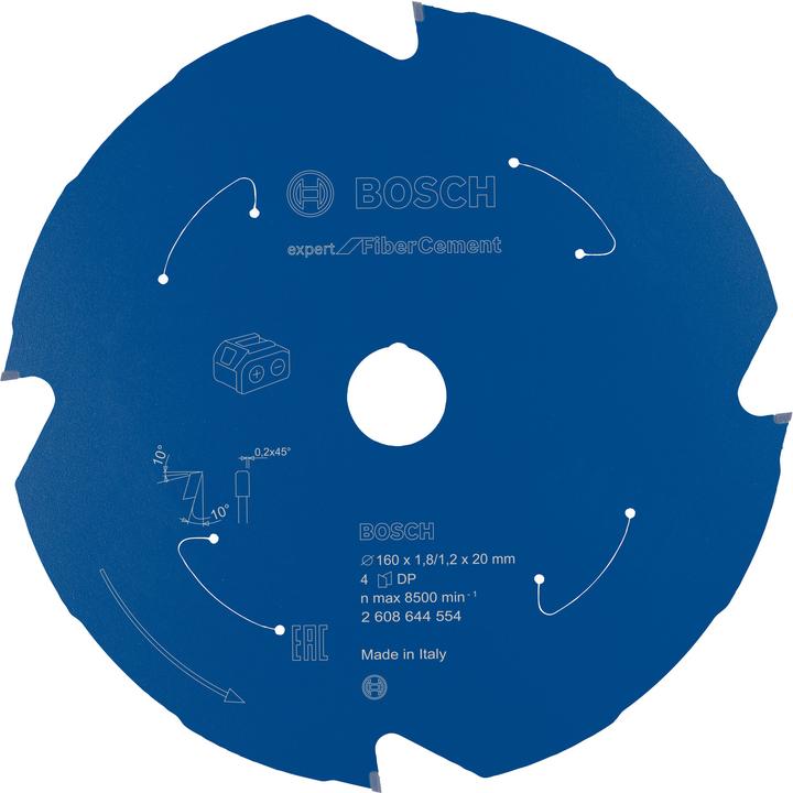 Bosch Professional Zubehör Circular saw blade Expert for Fibre Cement, 160 x 1.8/1.2 x 20, 4 teeth