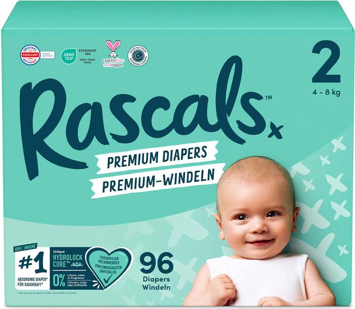 Produktbild Rascals Premium-Windeln (Gr. 2, Monatsbox, 96 Stück)