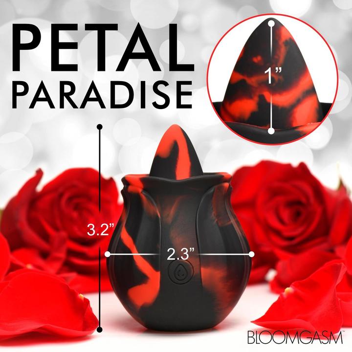 Actual product image Frisky BLOOMGASM - Black Kiss Rimming Rose Vibrator - Red/Black