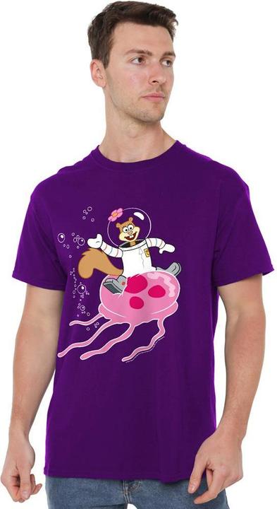 Actual product image Spongebob Squarepants Mens Sandy Rides The Jellyfish T-Shirt (4XL)